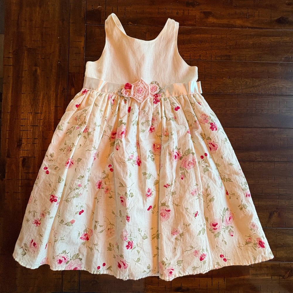 C’est Chouette Couture Linen Floral Dress -6x - Beautiful, Quality & Rare
